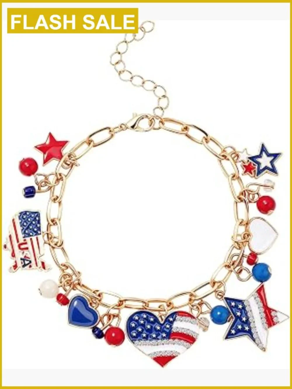 Patriotic USA Link Bracelet Adjustable Chain Lobster Claw Alloy